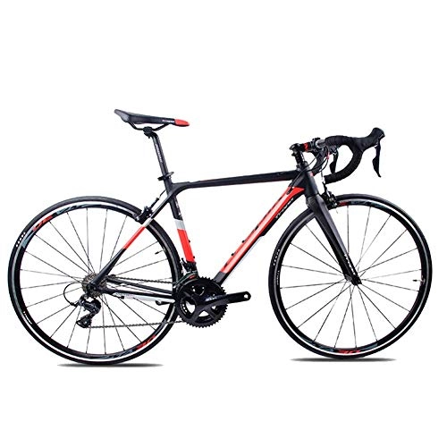 Road Bike : FANG Adult Road Bike, Professional 18-Speed Racing Bicycle, Ultra-Light Aluminium Frame Double V Brake Racing Bicycle, Perfect for Road Or Dirt Trail Touring, Red, TA30