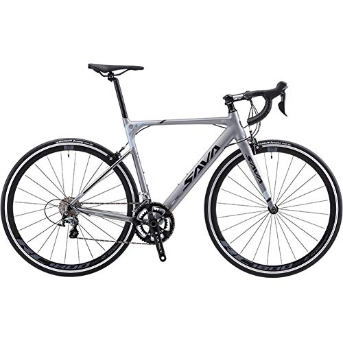 Road Bike : FANG Adult Road Bike, Ultra-Light Bicycle Aluminum Frame with Double V Brake, Carbon Fiber Fork City Utility Bike, Perfect For Road Or Dirt Trail Touring, Silver, 20 Speed