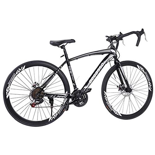 Road Bike : Fashion Outroad Mountain Bike Aluminum Full Suspension Road Bike 21 Speed Disc Brakes, 700c Adult Student Bike (Color : As shown, Size : 21)