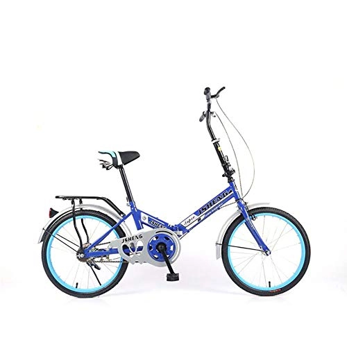 Road Bike : Female's 20 Inch Foldable Bicycle Single Apeed 6 speed Adjustable Ultralight Frame Commuter City Bike, Blue, SingleSpeed