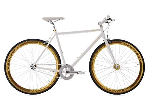 Road Bike : Fitness Bike 28" Pegado White-Gold Single Speed Frame 53 cm KS Cycling
