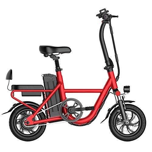 Road Bike : Folding Assist Electric Bike, 48V 250W Silent Motor, Disc Brake, Short Charge Lithium-Ion Battery, Battery Capacity Selectable, Red-16.8Ah / 806Wh