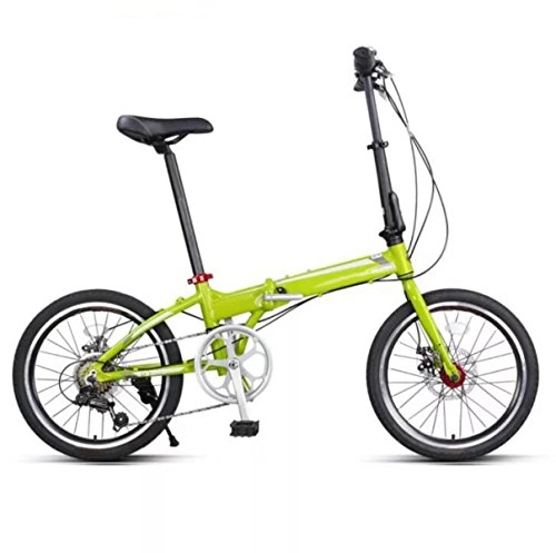 Road Bike : Folding Bicycle 20-inch Aluminum Alloy Double-disc Brake Lightweight Folding Bicycle Bike Bicycle, Green-20in