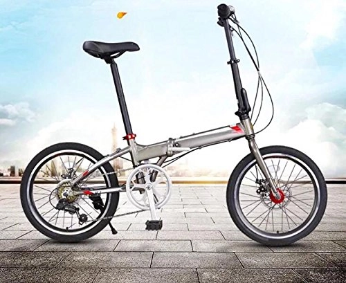 Road Bike : Folding Bicycle 20-inch Aluminum Alloy Double-disc Brake Lightweight Folding Bicycle Bike Bicycle, Grey-20in