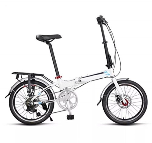 Road Bike : Folding Bicycle 20-inch Aluminum Alloy Double-disc Brake Lightweight Folding Bicycle Bike Bicycle, White-20in