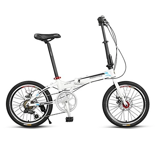 Road Bike : Folding bicycle adult student light carrying mini 7 variable speed 20 inch bike ( Color : White )