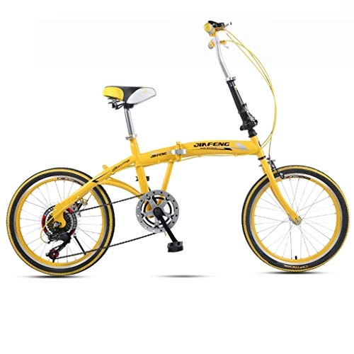 Road Bike : Folding Bikes Bicycle 20 Inch Adult Folding Bicycle Ultra Light Variable Speed Portable Bicycle Male And Female Students Bicycle (Color : Yellow, Size : 155 * 30 * 94cm)