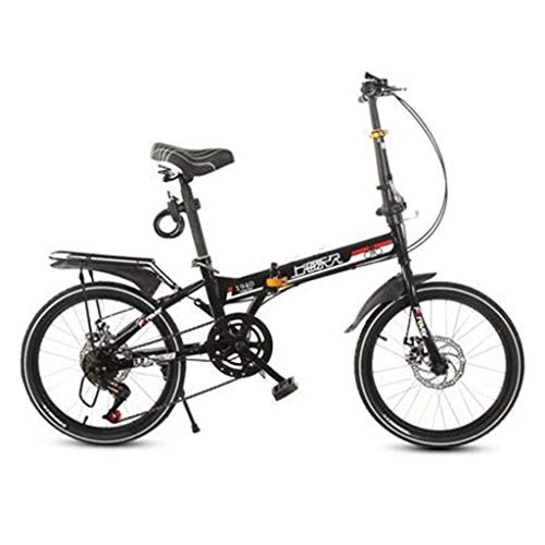 Road Bike : Folding Bikes Bicycle Folding Bicycle Adult Men And Women 20 Inch Folding Speed Bicycle Lightweight Portable Bicycle (Color : Black, Size : 115 * 30 * 95cm)