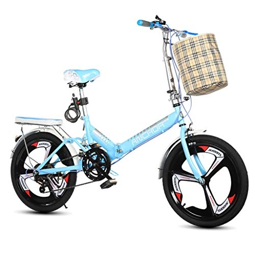 Road Bike : Folding Bikes Bicycle Folding Bicycle Unisex 20 Inch Shifting Sports Portable Bicycle (Color : Blue, Size : 150 * 50 * 100cm)