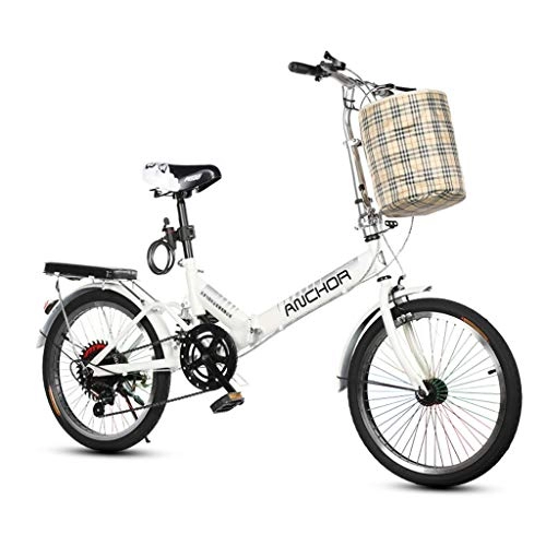 Road Bike : Folding Bikes Bicycle Folding Bicycle Unisex 20 Inch Shifting Sports Portable Bicycle (Color : White, Size : 150 * 50 * 100cm)