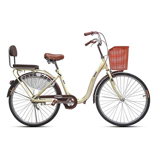 Road Bike : Folding Bikes Bicycle Folding Bicycle Unisex 24 Inch Single Speed Portable Bicycle Portable City Cycling Bicycle (Color : Beige, Size : 127 * 22 * 74cm)