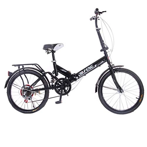 Road Bike : Folding Bikes Bicycle Folding Bicycle Universal 6 Kinds Of Variable Speed 20 Inch Wheel Bicycle Portable Adult Men And Women Bicycle (Color : Black, Size : 155 * 30 * 94cm)