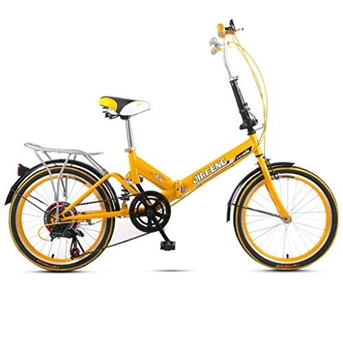 Road Bike : Folding Bikes Bicycle Folding Bicycle Universal 6 Kinds Of Variable Speed 20 Inch Wheel Bicycle Portable Adult Men And Women Bicycle (Color : Yellow, Size : 155 * 30 * 94cm)