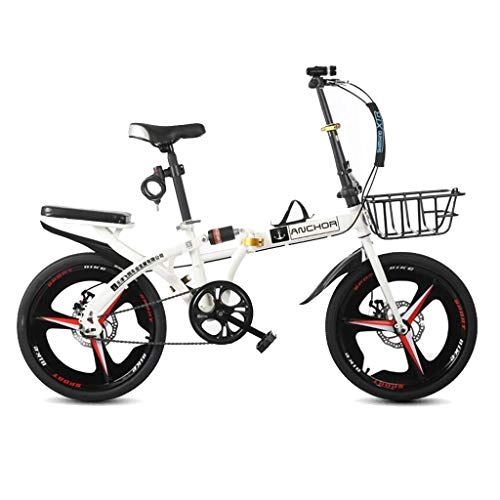Road Bike : Folding Bikes Bicycle Unisex 16 Inch Single Speed Sports Portable Bicycle (Color : White, Size : 133 * 75 * 90cm)