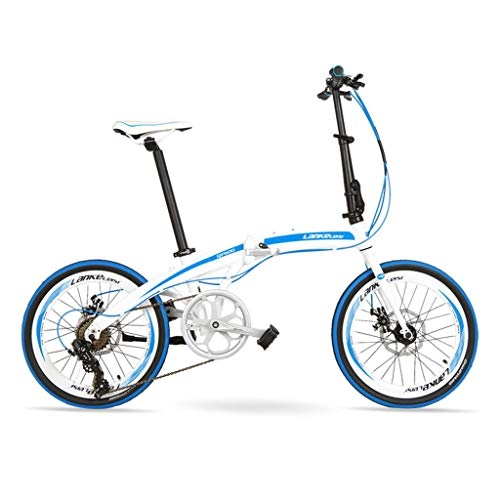 Road Bike : Folding Bikes Folding Bicycle 20 Inch Ultra Light Aluminum Alloy Shift Folding Bicycle Small Lightweight Men And Women Bicycle (Color : Blue, Size : 152 * 30 * 105cm)