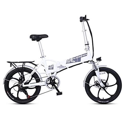 Road Bike : Folding Bikes Folding Electric Bicycle Lithium Battery Moped Mini Adult Battery Car For Men And Women Small Electric Car, Battery Life 40-50km (Color : White, Size : 160 * 36 * 75cm)