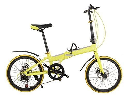 Road Bike : Folding Car 20-inch 16-inch Aluminum Folding Bicycle Double Disc Brake Children Bicycles Leisure Bicycles Outdoor Bicycles, Yellow-20in