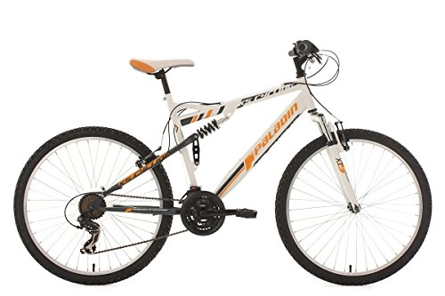 Road Bike : Full Suspension Mountain Bike 26" Paladin White-Orange 21 Gear KS Cycling