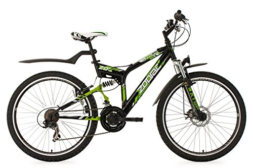 Road Bike : Full Suspension Mountain Bike 26" Zodiac Black-Green 21 Gear KS Cycling