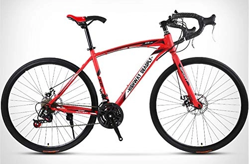Road Bike : FXMJ Men's And Women's Road Bicycles, 24 / 27-speed 26-inch Bicycles, Adult-only, Road Bicycle Racing, Wheeled Road Bicycle Double Disc Brake Bicycles, Red, 24 Speed 30 Knives