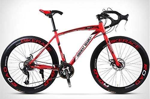 Road Bike : FXMJ Men's And Women's Road Bicycles, 24 / 27-speed 26-inch Bicycles, Adult-only, Road Bicycle Racing, Wheeled Road Bicycle Double Disc Brake Bicycles, Red, 27 Speed 60 Knives