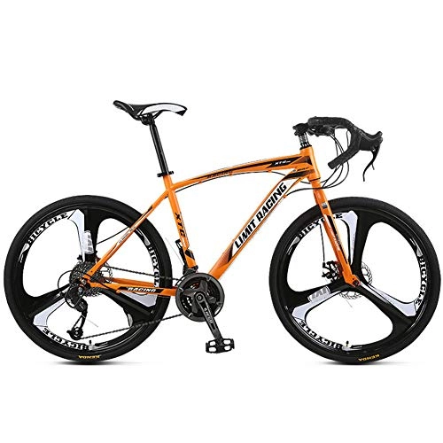 Road Bike : FXMJ Road Bike Adult Racing Bike 27 Speed Dual Disc Brake 26 Inch 3-Spoke Wheels Bicycle, Suitable for Intermediate to Advanced Riders, Orange
