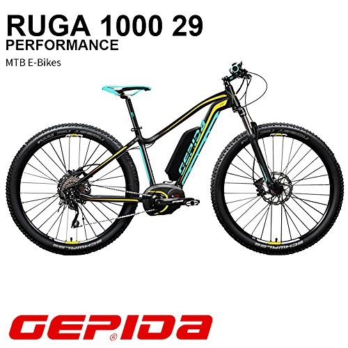 Road Bike : GEPIDA Electric Mountain Bike 29Ruga 1000Active 19"Anthracite / Yellow