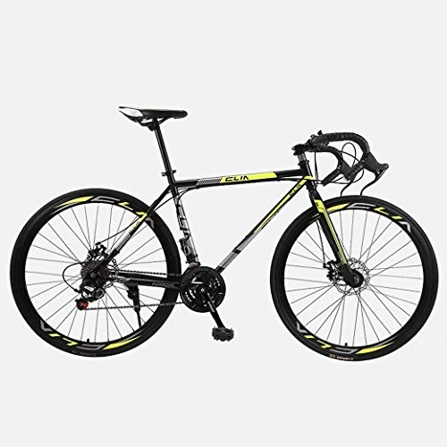 Road Bike : GFF Road Bicycle, 26 Inches 21-Speed Bikes, Double Disc Brake, High Carbon Steel Frame, Road Bicycle Racing, Men's And Women Adult