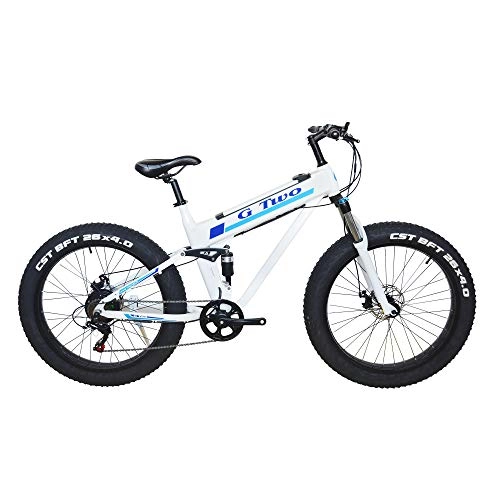 Road Bike : GG 26'' 7S Pedal Assist Electric Bike Powerful Fat Tire Mountain Bike, 350W / 500W Motor, 48V 10.4Ah / 11.6Ah Lithium Battery, Beach Snow Bicycle(White, 350W 48V10.4Ah)