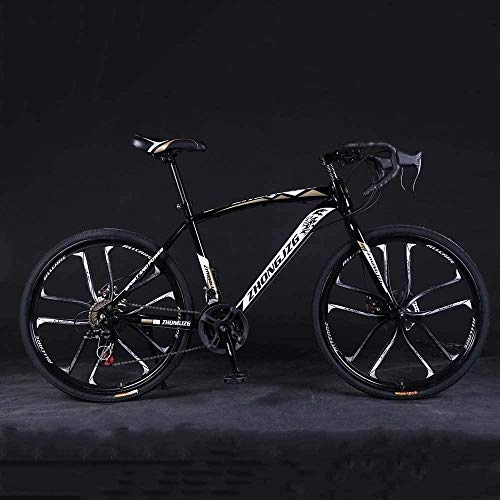 Road Bike : giyiohok Mountain Bike Road Bicycle Hard Tail Bike 26 Inch Bike Carbon Steel Adult Bike 21 / 24 / 27 / 30 Speed Bike Colourful-24 speed_Gold black and white