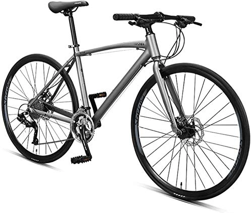 Road Bike : GJZM 30 Speed Road Bike Adult Commuter Bike Lightweight Aluminium Road Bicycle 700 * 25C Wheels Racing Bicycle with Dual Disc Brake Gray-Grey