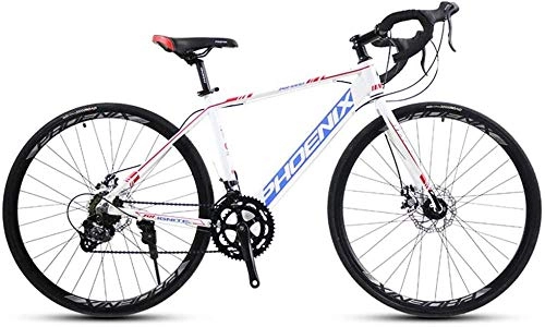 Road Bike : GJZM Adult Road Bike 14 Speed 700C Wheels Road Bicycle Alloy Frame Bicycle with Disc Brakes Perfect For Road Or Dirt Trail Touring Gray-White