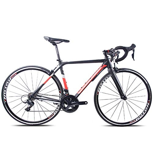 Road Bike : GONGFF Adult Road Bike, Professional 18-Speed Racing Bicycle, Ultra-Light Aluminium Frame Double V Brake Racing Bicycle, Perfect for Road Or Dirt Trail Touring, Red, X6