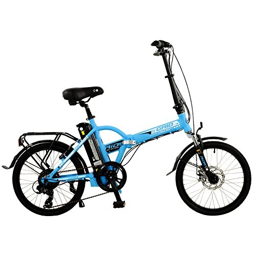 Road Bike : Grid 20 Unisex Alloy Folding Electric Bike, Blue