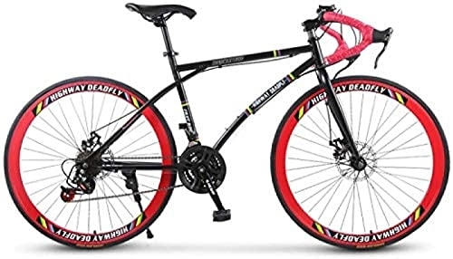 Road Bike : GuanLaoGe Road Bicycle, 24-Speed 26 Inch Bikes, Double Disc Brake, High Carbon Steel Frame, Road Bicycle Racing, Men's And Women Adult-Only, D, Gigh End