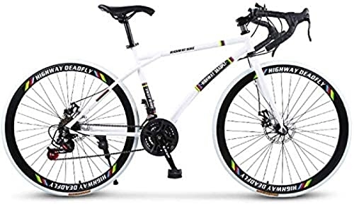 Road Bike : GuanLaoGe Road Bicycle, 24-Speed 26 Inch Bikes, Double Disc Brake, High Carbon Steel Frame, Road Bicycle Racing, Men's And Women Adult-Only, H, Gigh End