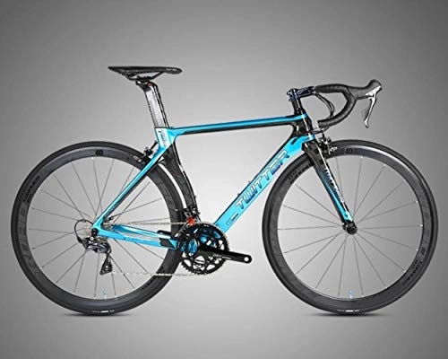 Road Bike : GUIO 22 Speed Carbon Fiber Road Bike Road Bicycle, Blue, 48cm(165cm-170cm)