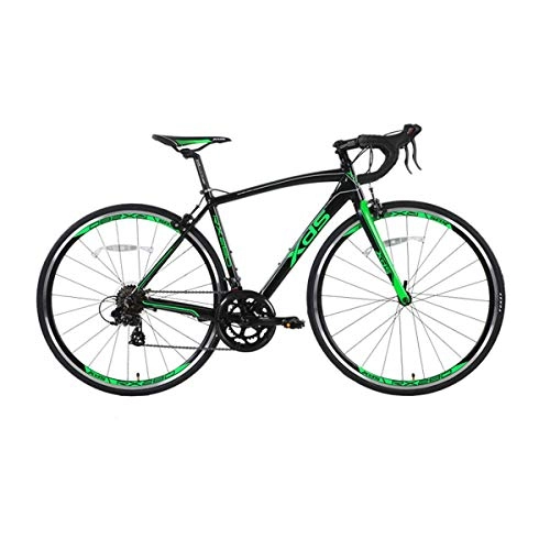 Road Bike : Guyuexuan Road Bike Bicycle, Aluminum Frame, Shimano 14-speed 700C, Adult Male And Female Students Racing The latest style, simple design (Color : Black green, Edition : 14 speed)
