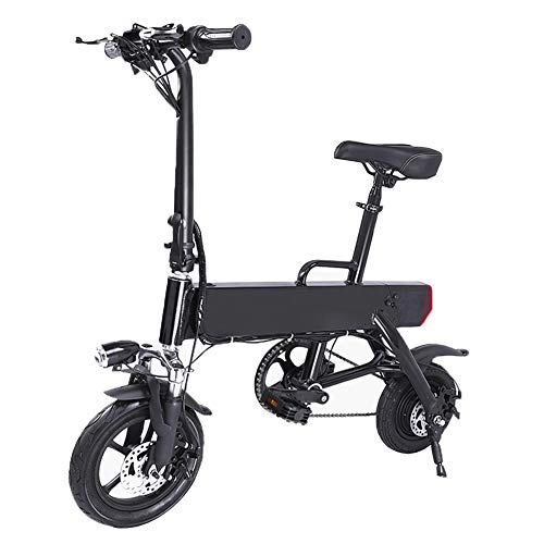 Road Bike : H&BB Smart Electric Bicycle, Foldable & Portable Electric Bicycle 3 Modes With LED Light Travel Pedal Small Battery Car 36V Lightweight Adult Moped, Black, Battery~36V13ah