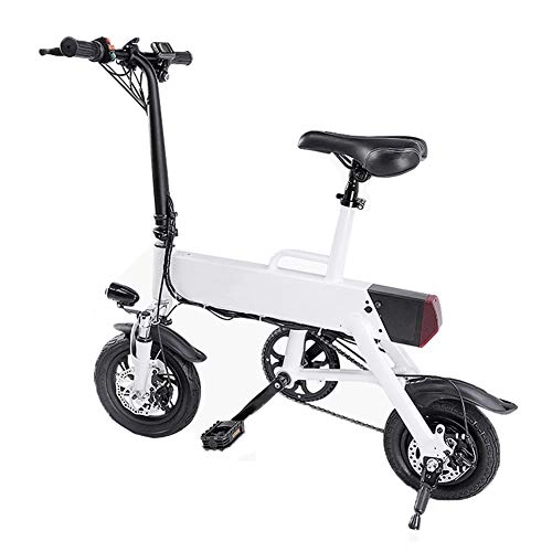 Road Bike : H&BB Smart Electric Bicycle, Foldable & Portable Electric Bicycle 3 Modes With LED Light Travel Pedal Small Battery Car 36V Lightweight Adult Moped, White, Battery~36V13ah