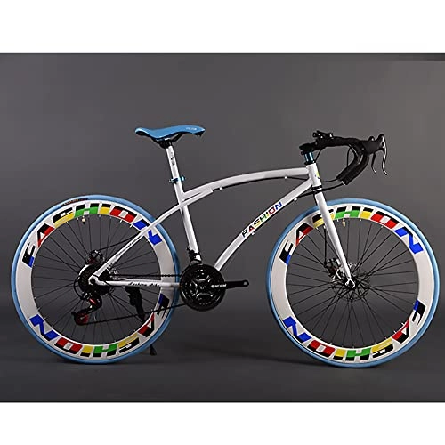 Road Bike : HAOANGZHE 26-inch curved bar adult variable speed bicycle, 21-30 speed, men's and women's road bicycle, one-wheel student color bicycle