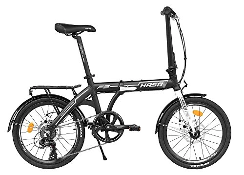Road Bike : HASA Folding Foldable Bike Shimano 7 Speed Black