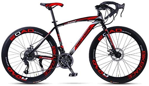 Road Bike : HCMNME durable bicycle Adult Road Racing Race Bike, Double Disc Brake City Freestyle Bicycle, Teenage Student Mountain Bikes, Competition Wheels, 27 speed Alloy frame with Disc Brakes