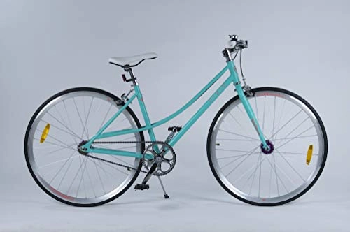 Road Bike : HelloBikes Women's Eco Fixie Single Speed Rigid Bike Sky Blue