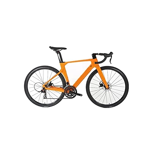 Road Bike : HESNDzxc Bicycles for Adults Road Bike Disc Brake Road Bike Carbon Frame Fork Integrated Handlebar Full Inner-Cables Hide (Color : Orange, Size : 46cm)