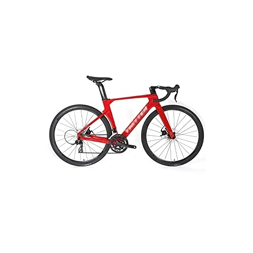 Road Bike : HESNDzxc Bicycles for Adults Road Bike Disc Brake Road Bike Carbon Frame Fork Integrated Handlebar Full Inner-Cables Hide (Color : Red, Size : 46cm)