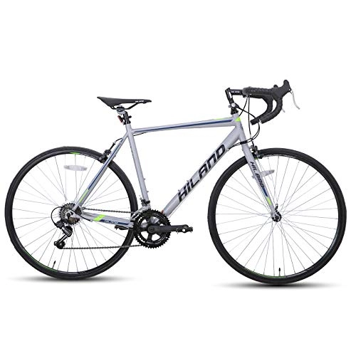 Road Bike : Hiland Road Bike 700C Racing Bicycle with Shimano 14 Speeds Silver 50cm