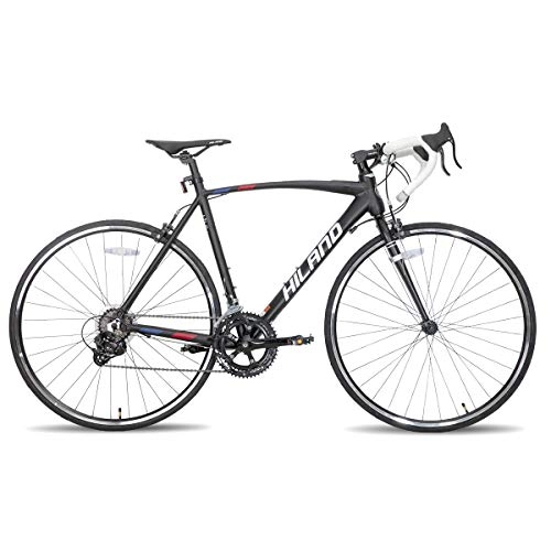 Road Bike : Hiland Road Bike 700c Racing Bike City Commuter Bicycle with 14 Speeds Drivetrain 60cm Black，White