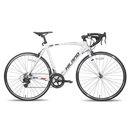 Road Bike : Hiland Road Bike, Shimano 14 Speeds, Light Weight Aluminum Frame, 700C Racing Bike for Men, White