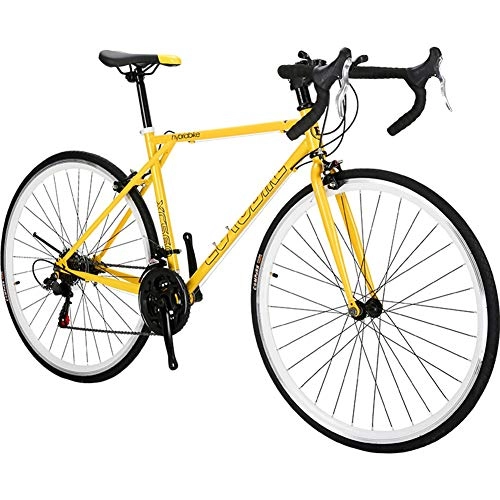Road Bike : HLMIN 21 Speed Road Racing Bike Sports Leisure Synthetic Material Yellow (Color : Yellow, Size : 21Speed)
